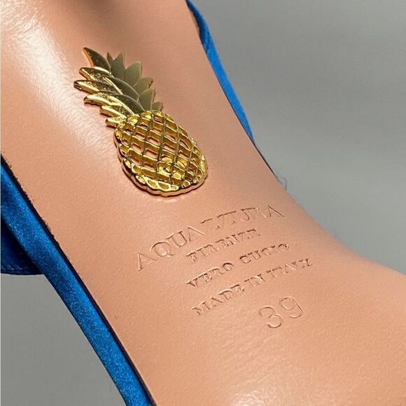 Aquazzura Gatsby Crystal-Embellished Satin Pumps size 39 - Picture 12 of 12